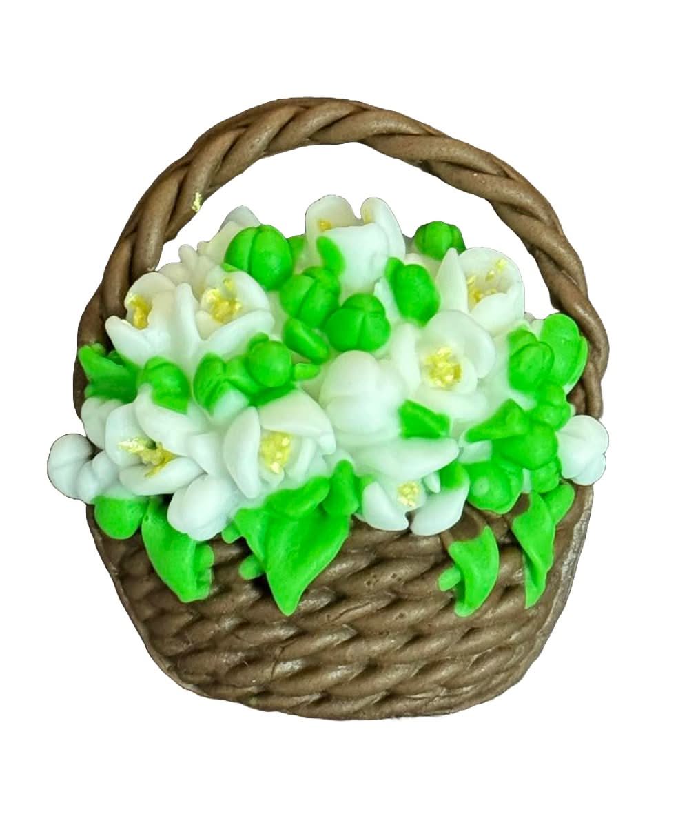 Eetbare suikerdecoratie, sneeuwballenmand Decoraties van Sugar Paste Nati Shop