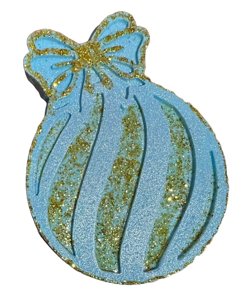 Eetbare suikerdecoratie, kerstboombol, blauwe decoraties van Sugar Paste Nati Shop