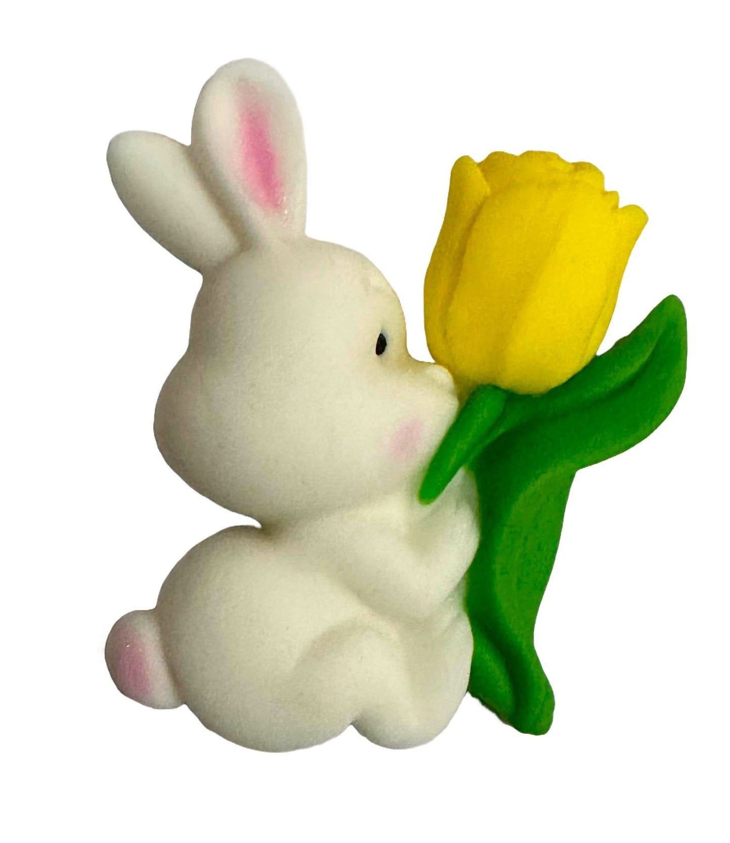 Eetbare suikerdecoratie, Konijn met gele tulp Decoraties van Sugar Paste Nati Shop
