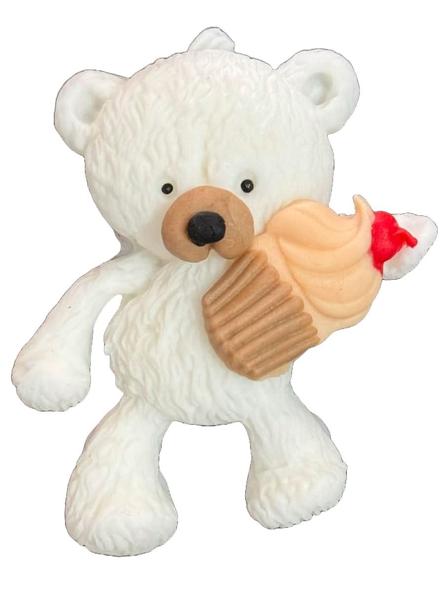 Eetbare suikerdecoratie, Beer met cupcake Decoraties van Sugar Paste Nati Shop