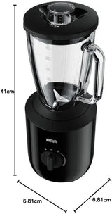 Braun Powerblend 3 JB 3150 BK Keukenmixer - 1,5 L Glas-Mixaufsatz, Küchenhelfer Zum Zerkleinern, Pürieren & Mixen, 800 Watt, Schwarz Kitchen Naty Shop