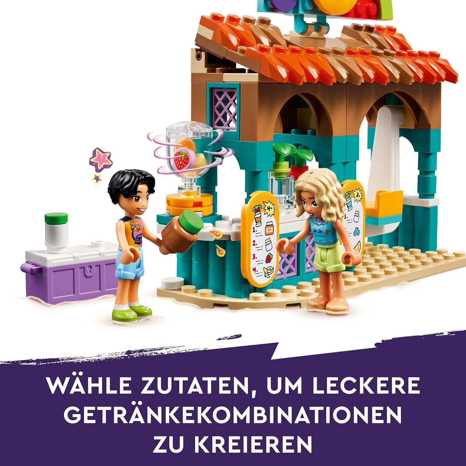 LEGO Friends Smoothiekraam op het strand Rollenspelspeelset Cadeau-idee voor meisjes en jongens vanaf 6 jaar met speelfiguren Schildpad en accessoires Sociaal ontwikkelingsspeelgoed 42625 Bouwsets Bekijk de LEGO-Store