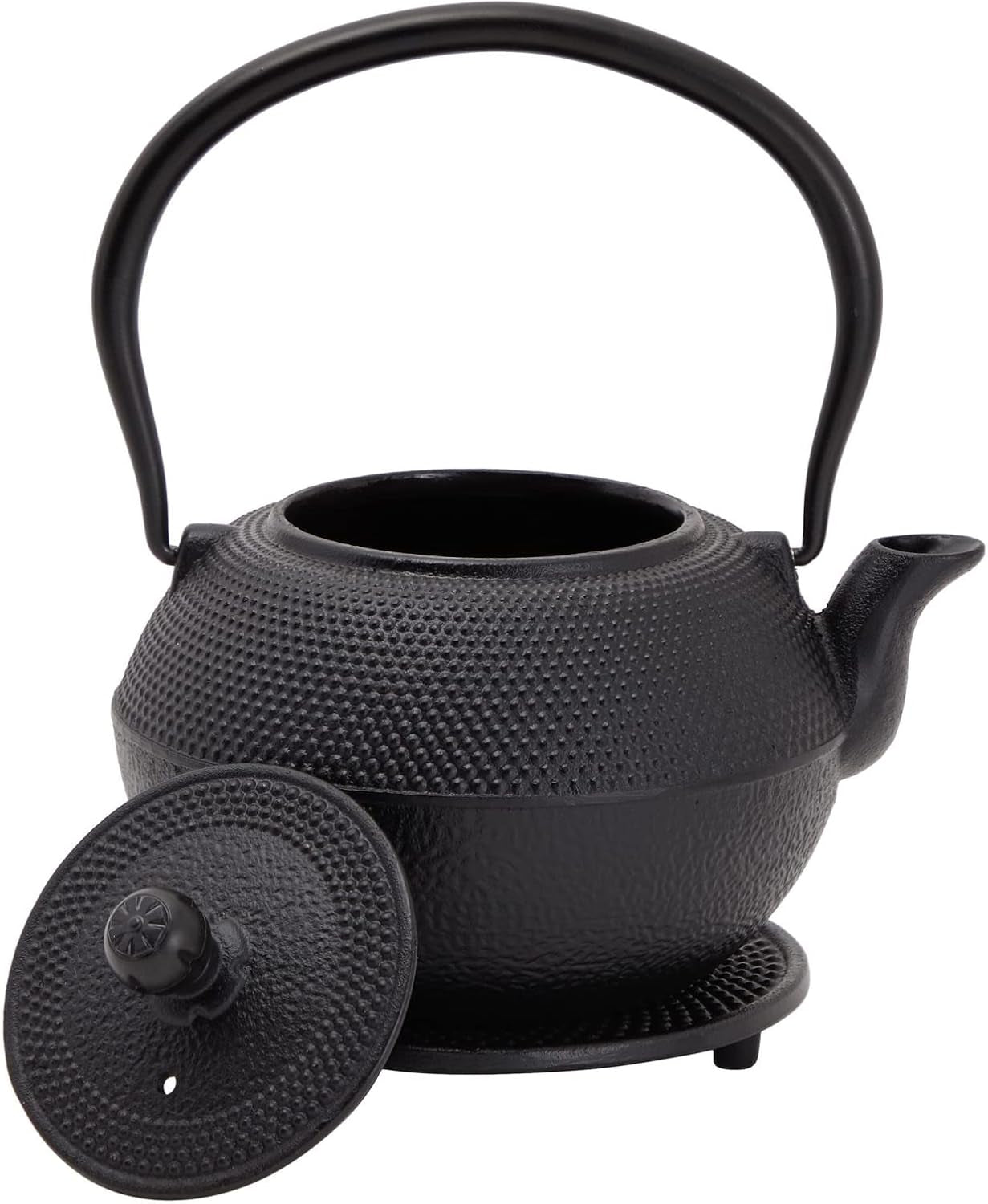 Juvale Japans theeservies met gietijzeren theepot (1200 ml), schotel en 2 kopjes, theeservies in Tetsubin-stijl, zwart
