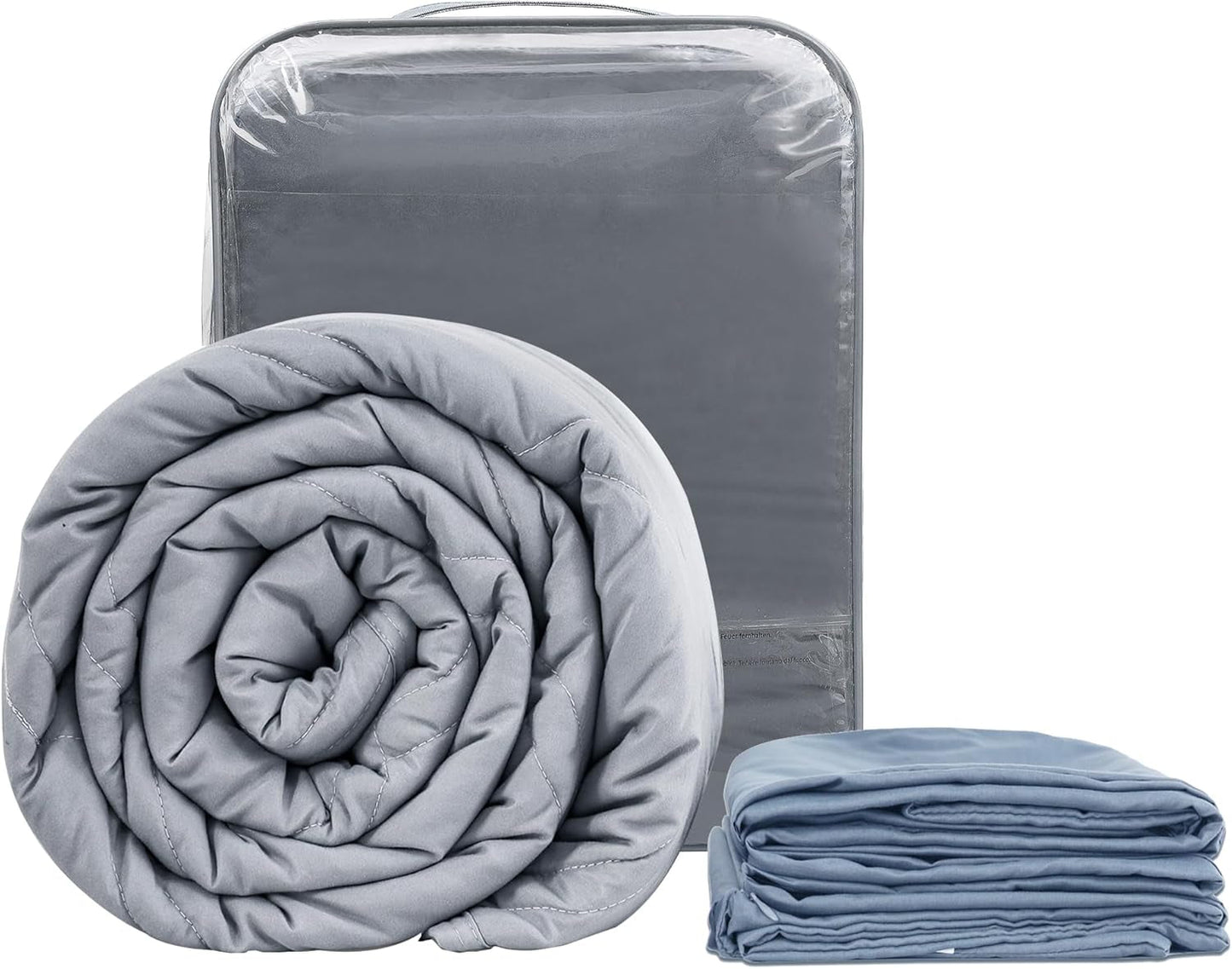 Winthome Verzwaarde deken met dekbedovertrek 150X205Cm 10,4Kg, Comfortabele Verzwaarde Deken, Anti-Stress Therapie Deken, Zware Deken voor Diepe Slaap en Beter Herstel, Zware Deken voor Volwassenen (Grijs)Besuche den Winthome-Store Blauw 140X205Cm-8,6Kg