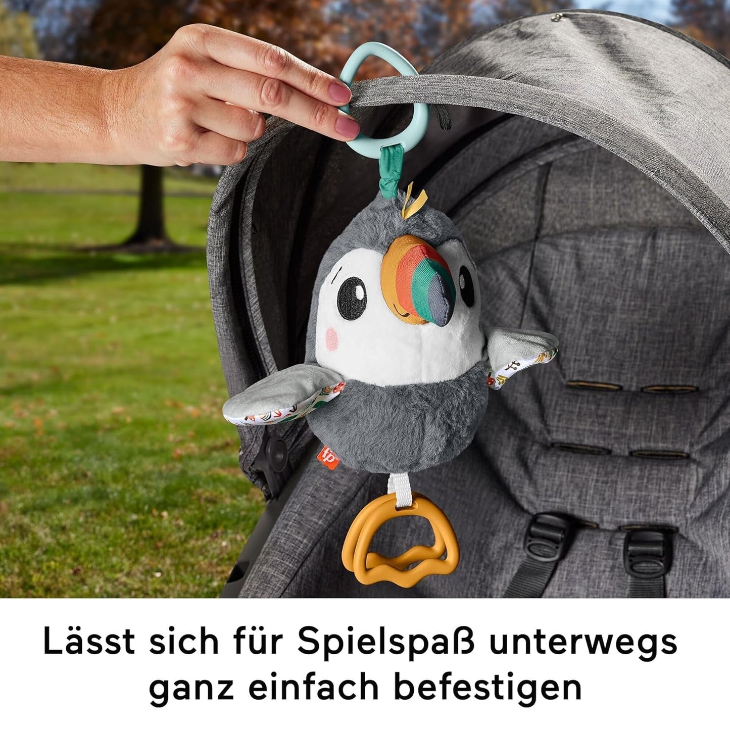 FISHER-PRICE Flap & Go Toekan - Wandelwagenknuffel Bevordert de fijne motoriek en zintuiglijke vaardigheden bij pasgeborenen vanaf de geboorte HNX66 Babyspeelgoed Naty Shop
