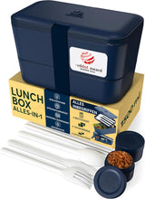Umami lunchbox voor volwassenen, lekvrije stapelbare bentobox met 4 bestek en vakken, lunchbox voor volwassenen, saladecontainer voor onderweg, picknick-/kantoorlunchbox, houtskoolgrijs, 1500 ml