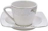 KARACA Nazende porseleinen espressokopjesset - 80 ml Turkse koffiekopjes met schotels, 12-delig modern koffieservies met 6 koffiekopjes en 6 schotels, mokkakopjes - wit
