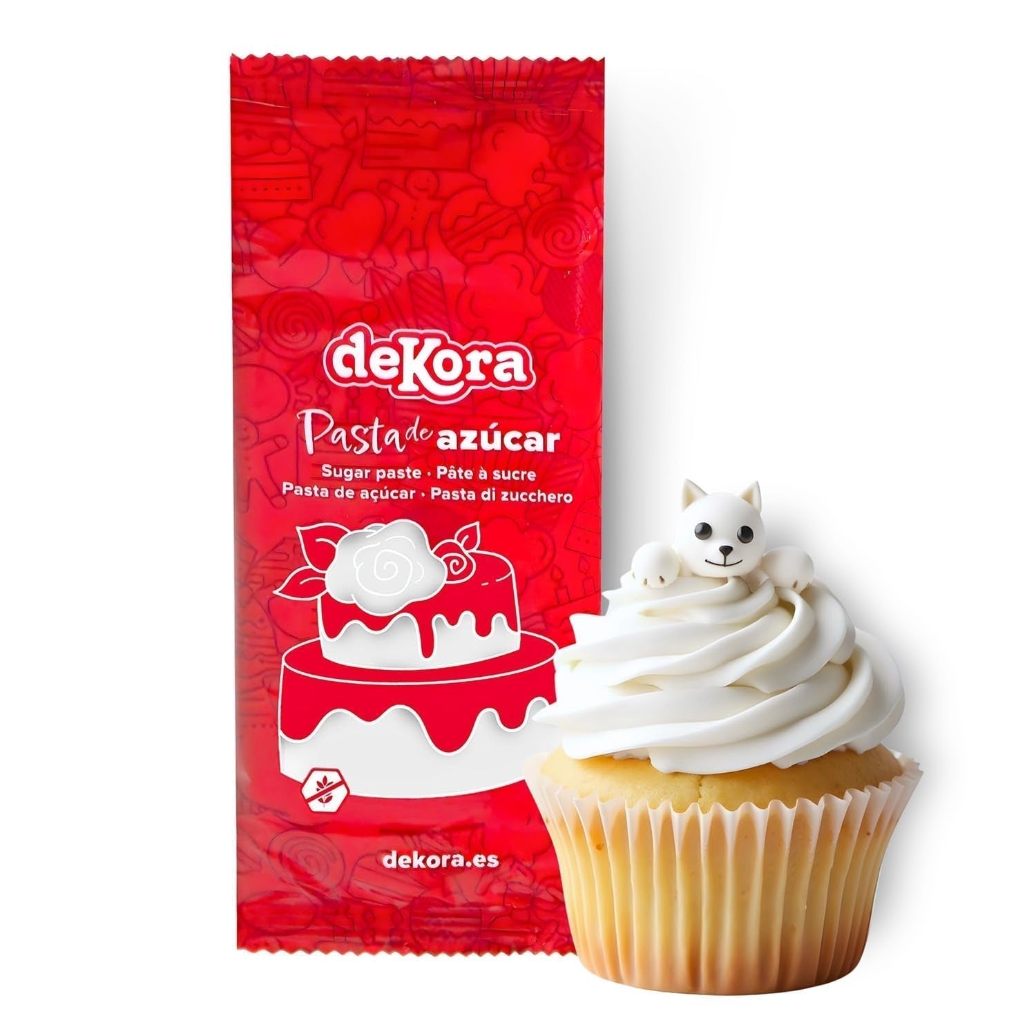 Dekora - Witte suikerpasta-fondant 150g - Perfect voor taarten en bakdecoraties - Gluten- en lactosevrij - Vanillesmaak - Zacht, flexibel en gemakkelijk te vormen voor creatieve decoraties Naty Shop Witte Suikerpasta