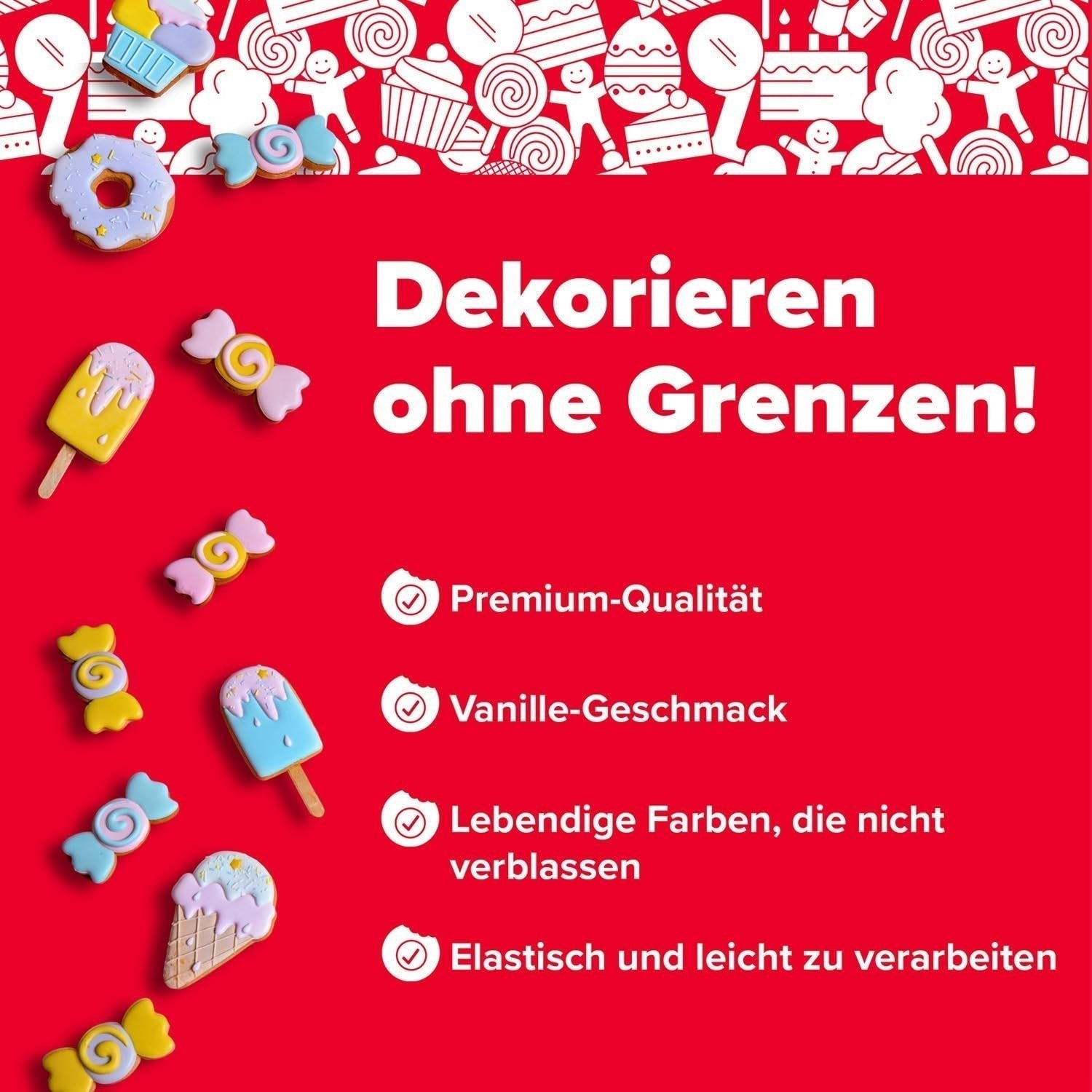 Dekora - Witte suikerpasta-fondant 150g - Perfect voor taarten en bakdecoraties - Gluten- en lactosevrij - Vanillesmaak - Zacht, flexibel en gemakkelijk te vormen voor creatieve decoraties Naty Shop Suikerpasta