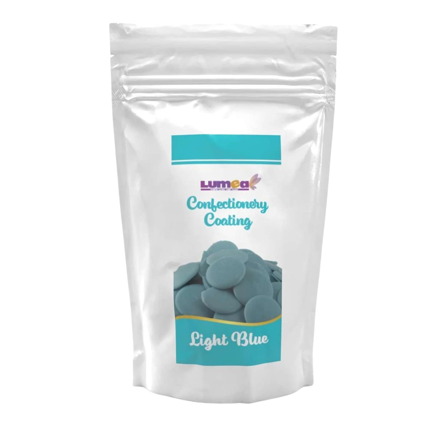 Dekozauber24 couverturedruppels, wit, 500g, met witte chocolade- en vanillesmaak, Deco Melts-chips, magnetronbestendig, voor cake pops, cakes, taarten, vlaaien, dripping of icing Suikerpasta Naty Shop Lichtblauw