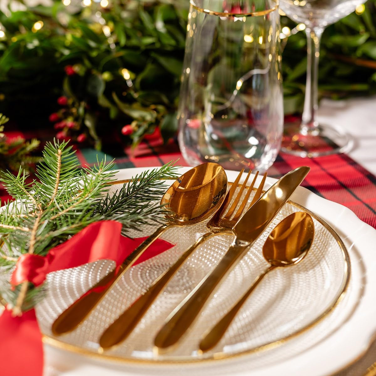 HOMLA Abele Besteckset voor vier personen 16-Teilig Edelstahl Hygienisch Elegant Leicht Zu Reinigen Gold Kitchen Naty Shop