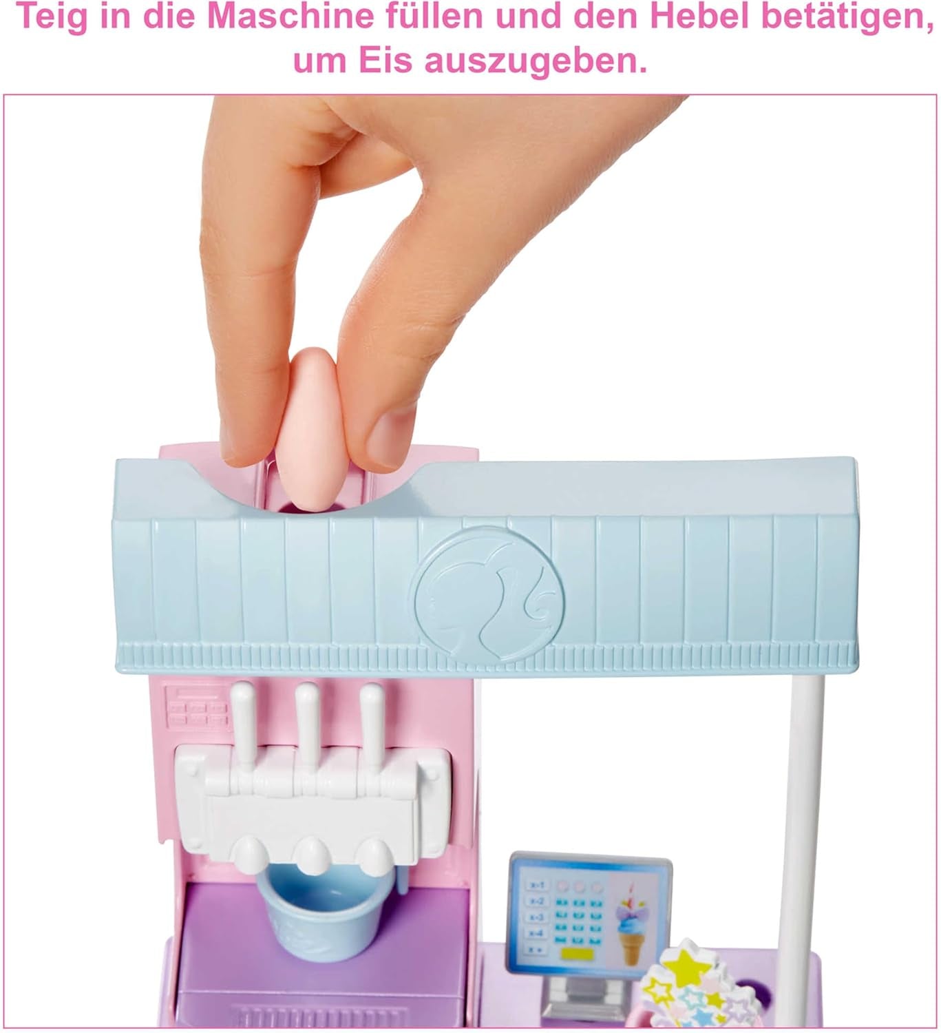 Barbie You Can Be Anything-serie, ijssalon, 1x Barbie-pop met blond haar, ijsmachine, Barbie Play-Doh, bakaccessoires, kindercadeau, speelgoed vanaf 3 jaar, HCN46