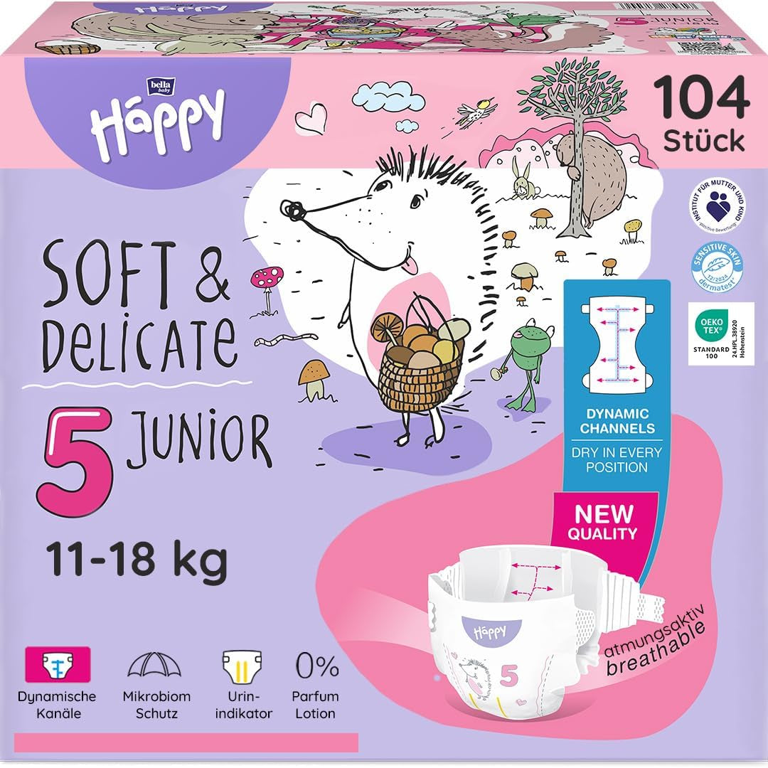Bella Baby Happy Premium Luiers, Maat 6, Junior Extra, 15+ kg, 96 stuks, DERMATEST en OEKO-TEX Seal, Wegwerpluiers
