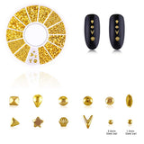 4 Dozen Nagel Art Strass, 3D Nagel Art Decoraties, Mix Größe Nagel Perlen Glitter Strass Goud Metall Hohlniet Nagelkunst Stern Mond Sonne Nagel Zubehör Für DIY Nageldesign