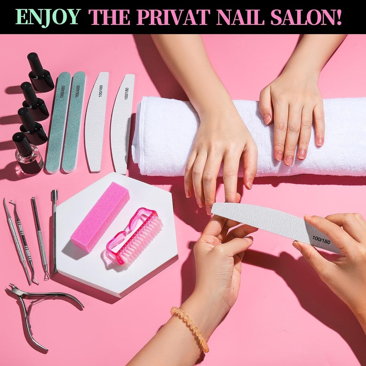 FANDAMEI manicureset, buffer voor gelnägel, nagelfeile 100/180, nagelfeilen voor gelnägel, nagelhautschieber, buffer voor gelnägel, feilen voor gelnägel, nagelzange, nagelfeilen set, manicure- en pedicureset