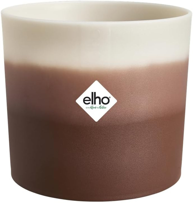 elho Ronde pot met kleurverloop 16 cm - Bloempotten voor binnen - 100% gerecycled plastic - Ø 15,9 x H 14,7 - Bruin/Cederbruin