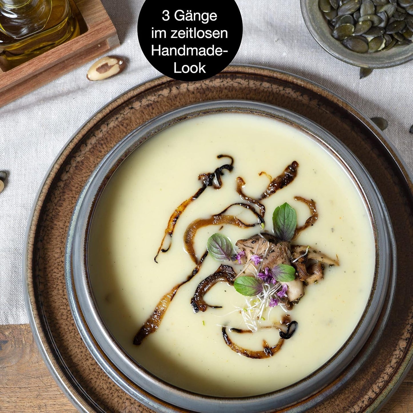 Moritz & Moritz SOLID 18-delige steengoed serviesset voor 6 personen - serviesset voor 6 personen, bestaande uit 6 dinerborden, 6 dessertborden en 6 dinerborden