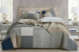 Chezmoi Collectie Addy Patchwork Quiltset Voorgewassen Katoen Lichtgewicht Omkeerbaar Alle seizoenen Oversized 3-delig Marine Wit Grijs Taupe Geruite Quilts & Quilts Naty Shop