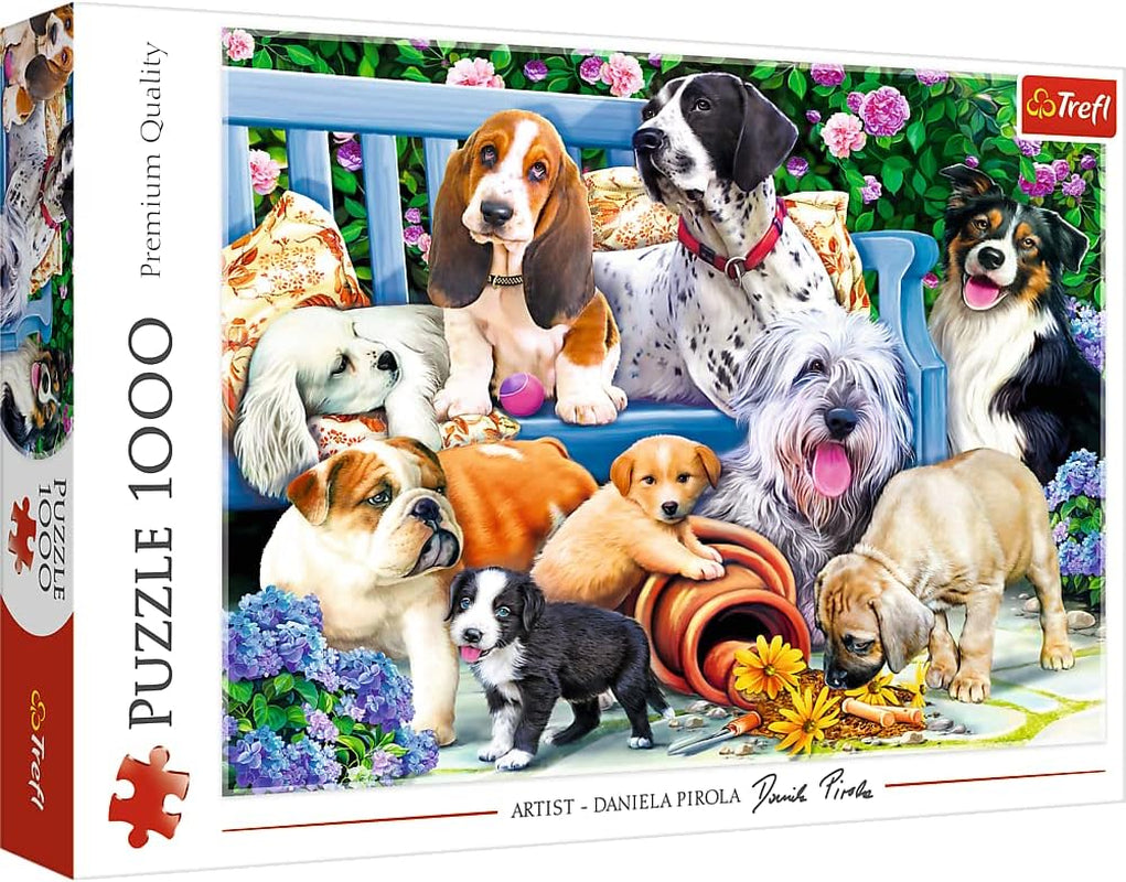 Legpuzzel - "1000" - Grappige hondenportretten Puzzel Naty Shop Honden in de tuin