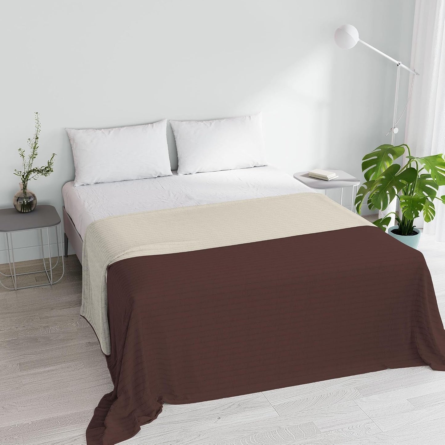 Oranje/roest microvezel zomerdekbed voor tweepersoonsbed 250 x 250 cm Quilts en quilts Naty Shop bruin/crème huwelijkszaken 250x250cm