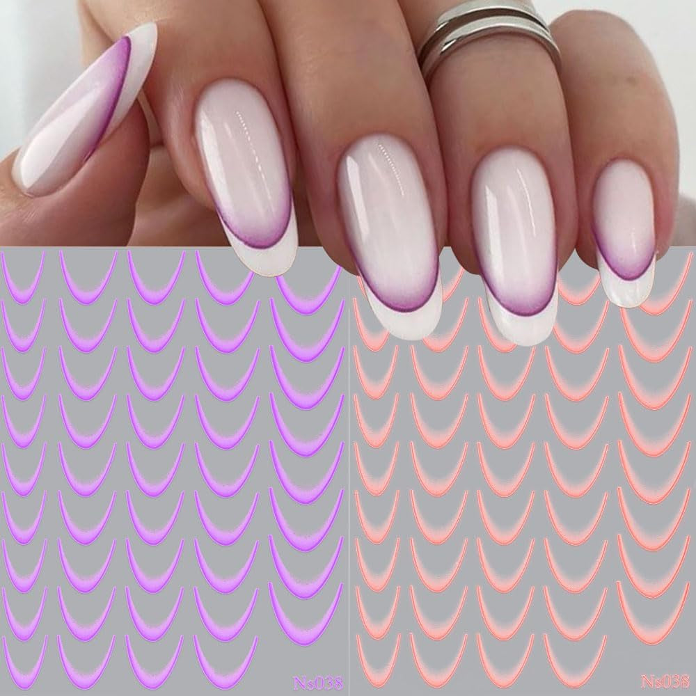9 kleuren franse nagelstickers franse nagelstickers zelfklevende nagelfolie franse nagels gradiënt stickers franse tip nagelstickers nail art nail design stickers nagel accessoires