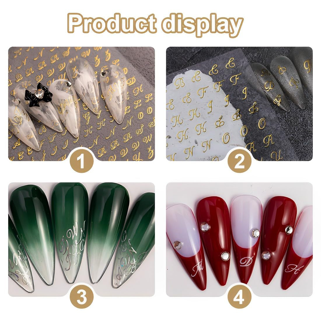 7 Blätter 3D Alfabetten Nagelsticker Nagelfolie Selbstklebend Buchstaben Aufkleber Nägel Zubehör Nagelaufkleber Klebebuchstaben Aufkleber Selbst Gestalten Letter Letters Nail Art Stickers