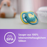 Philips Avent Ultra Air-fopspeen - set van 2 BPA-vrije, ademende fopspenen voor baby's vanaf 18 maanden, inclusief draagtas en sterilisatie, Walvis/Walvis (Model SCF349/24)
