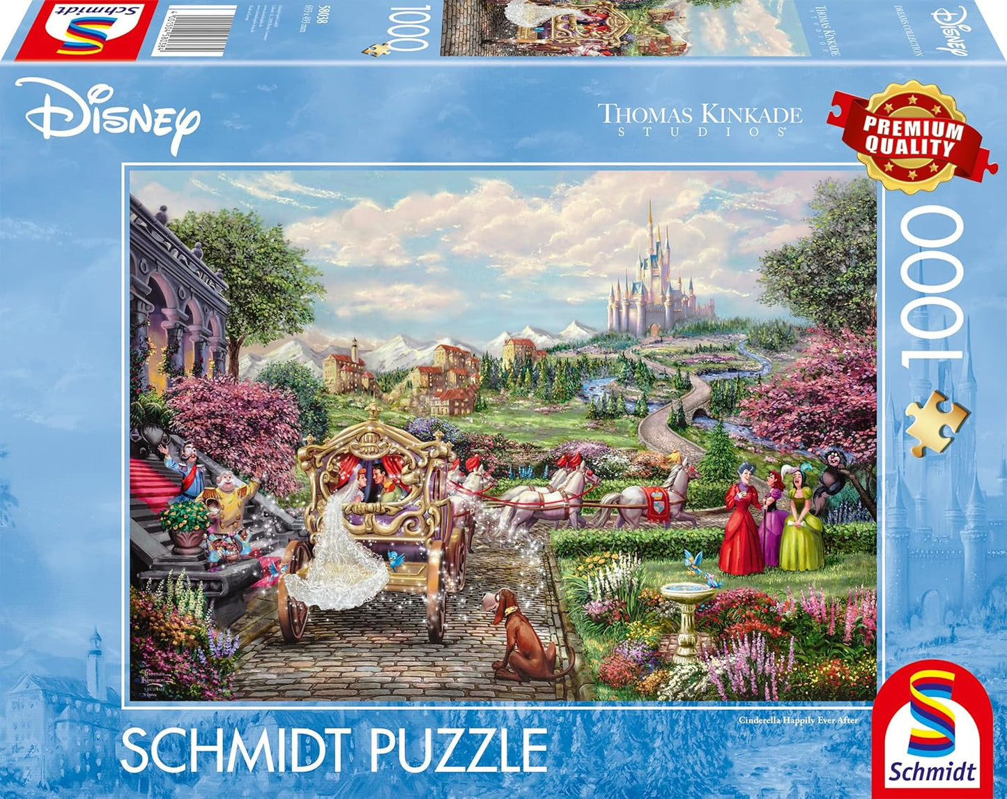 Schmidt Spiele 58038 Disney Assepoester nog lang en gelukkig Thomas Kinkade puzzel 1000 stukjes veelkleurige puzzel Naty Shop standaardtitel
