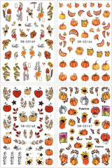 3D Herfst Nagelstickers Pompoenbladeren Nagelstickers Geometrische Lijn Bloemen Nagelstickers Thanksgiving Day Ontwerp Nagelstickers Herfst Pompoen Nagelstickers Nagelaccessoires Nagelkunst