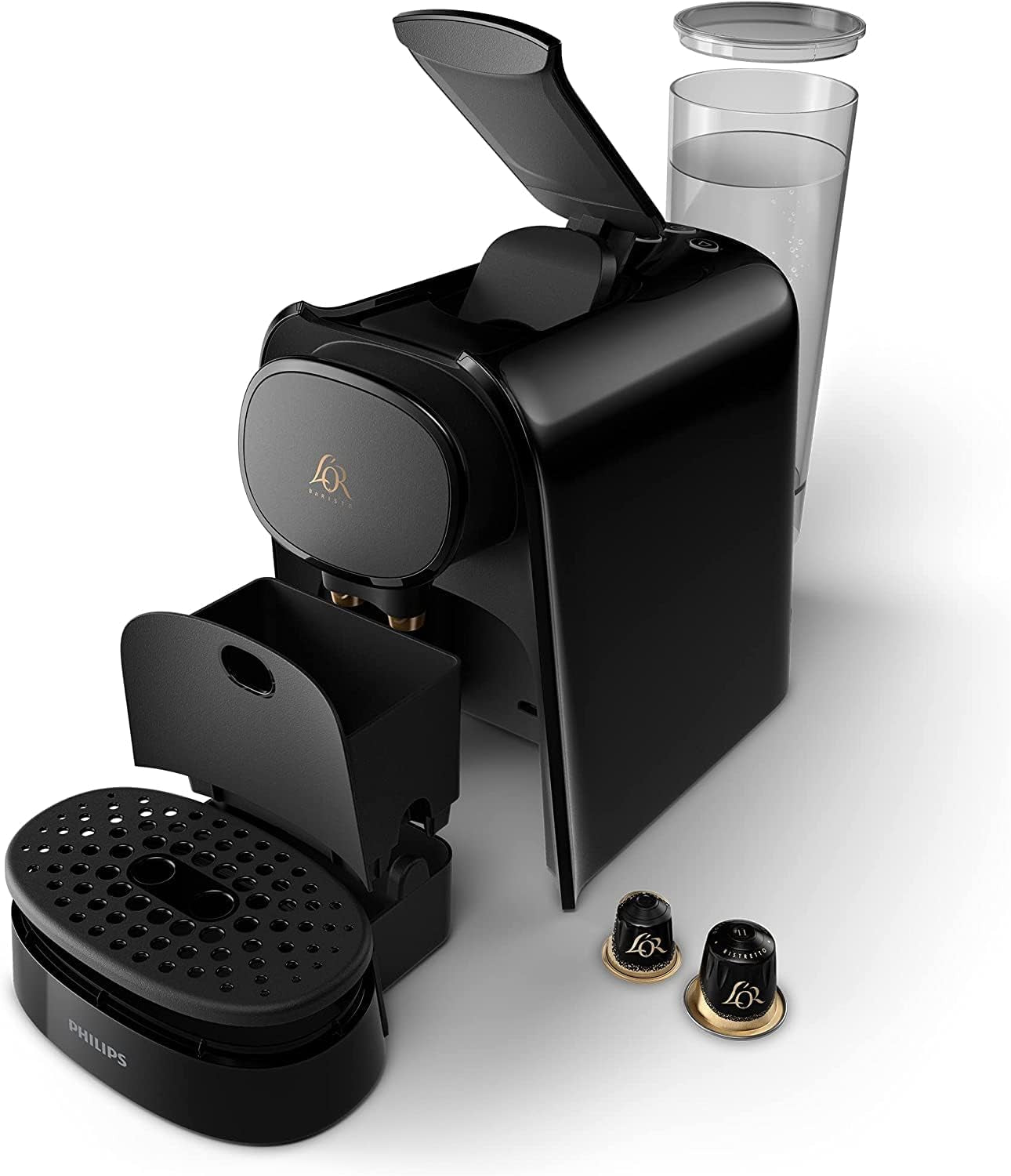 PHILIPS LM8012/60 Capsule-espressomachine - Twee doses, dubbel genot, 1 of 2 kopjes, Ristretto, espresso, Lungo of Grand Café Long, dubbele capsule, echte espressokwaliteit, pianozwart