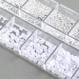 GZSY Nail Art Strasssteine ​​Nagel Perlen Weiß 12Raster Nagel Charms Nageldesign Zubehör Perle Nail Art