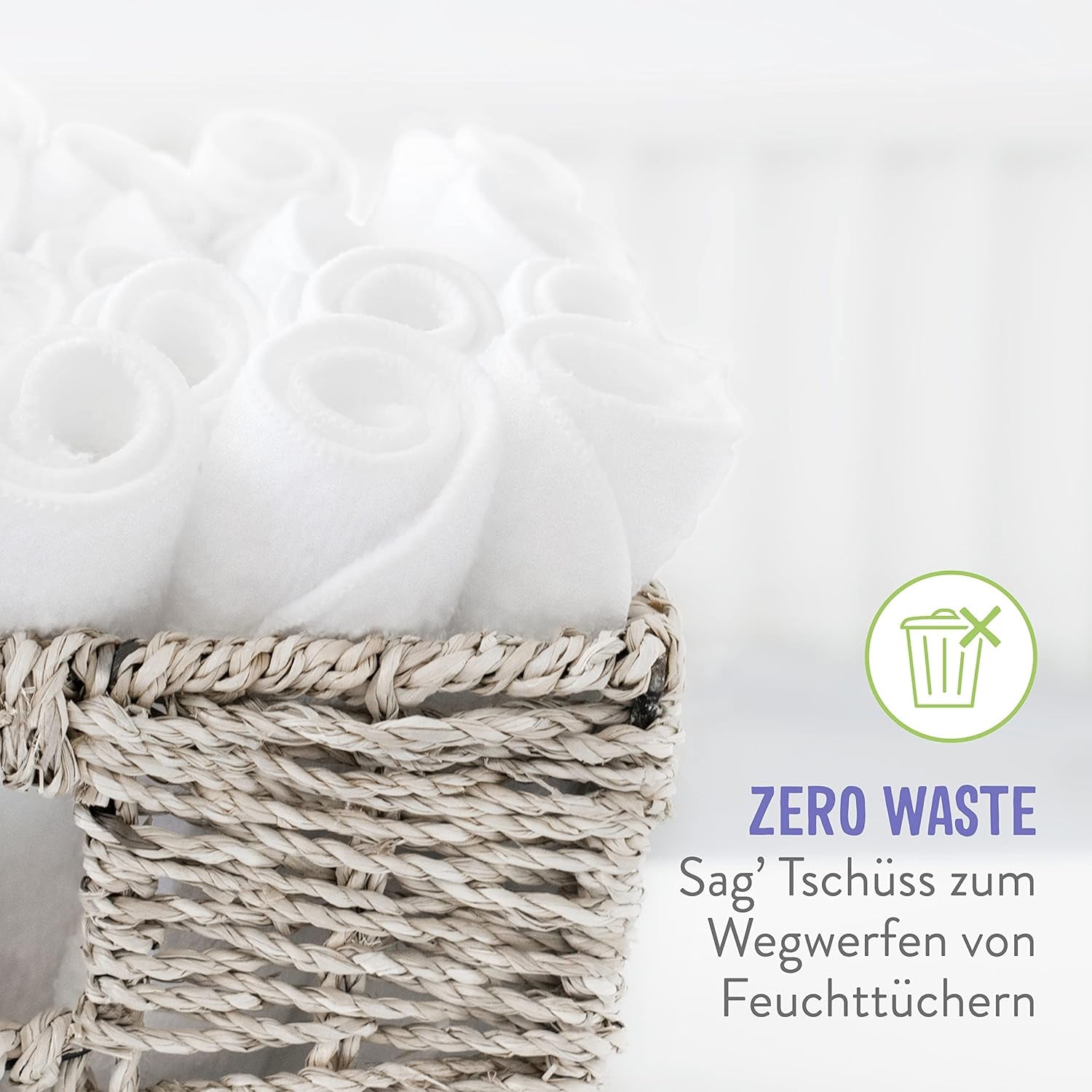 Bambino Mio Herbruikbare babydoekjes - Basic - Eco-vriendelijk, vrij van chemicaliën, dubbelzijdig, wasbaar, 10-pack, cloud - Verpakking kan variëren