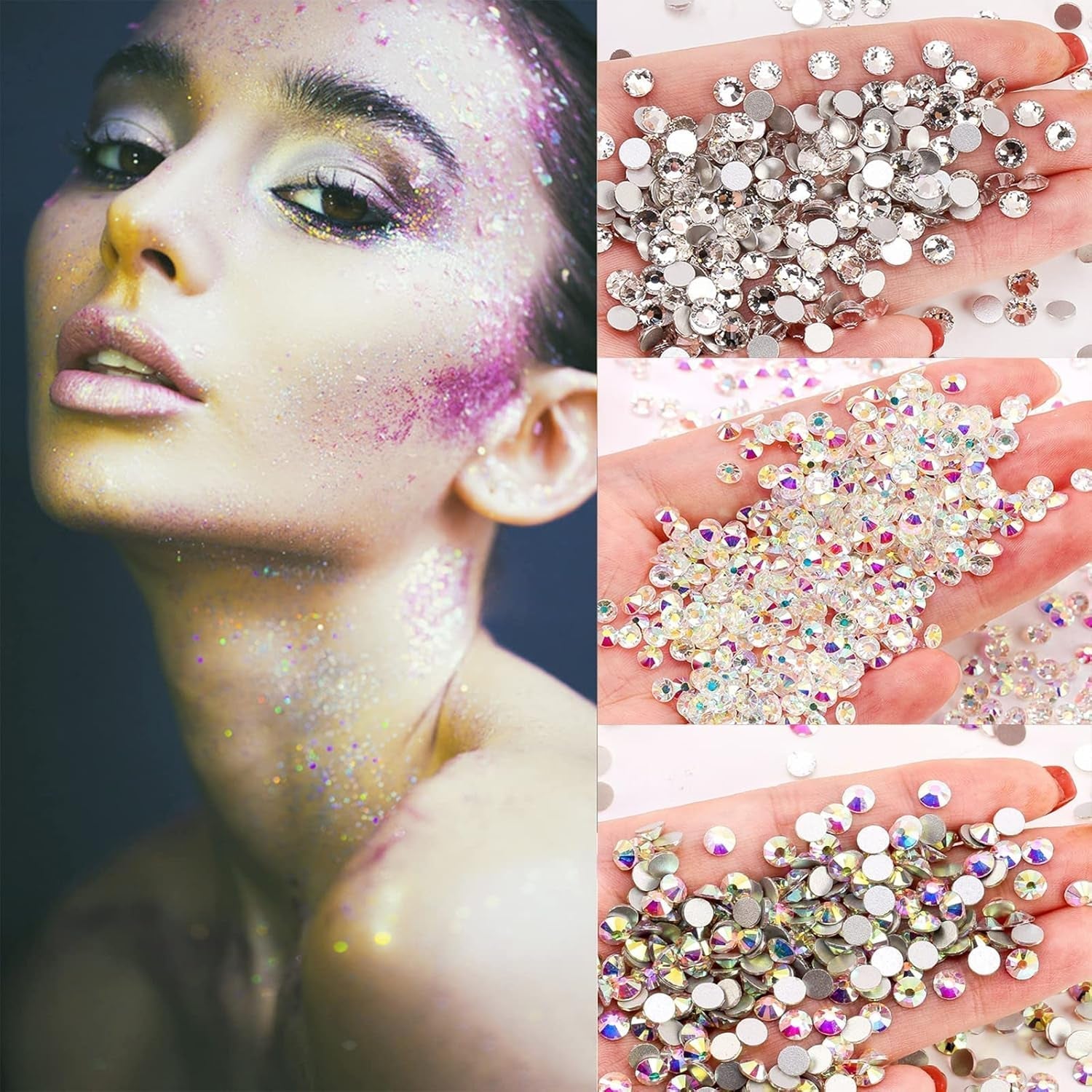4200 stuks nail art strass steentjes, 36 kleuren glitterstenen, nageldecoratie stenen voor nail art accessoires en strass steentjes helder kristal met strass selectie pincet en rilpen