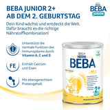 BEBA Junior 2+ melkdrank vanaf 2 jaar, Met HMO, Aan de leeftijd aangepast eiwitgehalte, Alleen lactose, Geen palmolie, Geen visolie, Peutervoeding, Babymelkpoeder, Pak van 3 (3 x 800 g)