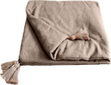 Enjoy Home Deken, Beige, Naturel, Met 4 Jute Pompons, 90 X 190 Cm, 100% Katoen, Oeko-Tex Gecertificeerd, Panama Collectie Quilts en quilts Naty Shop Standaard titel