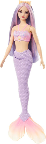 Barbie zeemeerminpop met roze en lila fancy haar en hoofdband, schelptop en lavendelblauwe staartvinpop, HRR06 Naty Shop-poppen