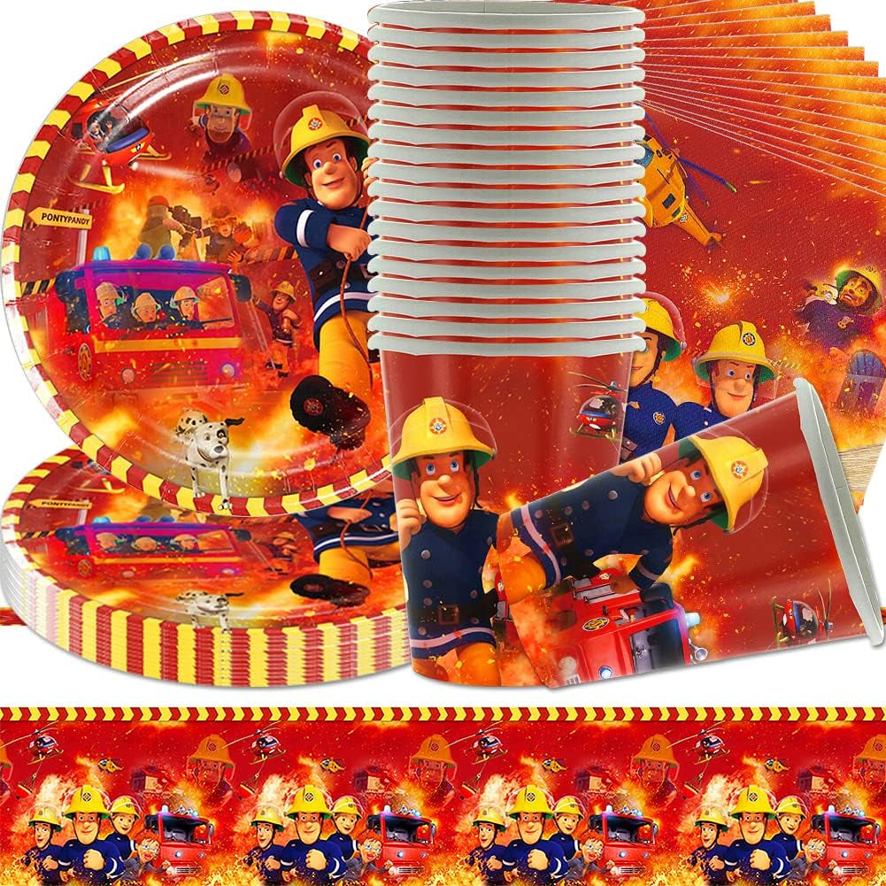 Brandweerman Thema Feestservies Set Brandweerman Verjaardagsfeestje Decoraties 61-delig voor 20 gasten