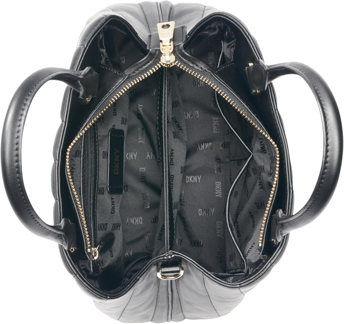 DKNY Chain Lexington Park Medium Logo Chain Satchel, zwart/goud, één maat Naty Shop-tassen voor dames