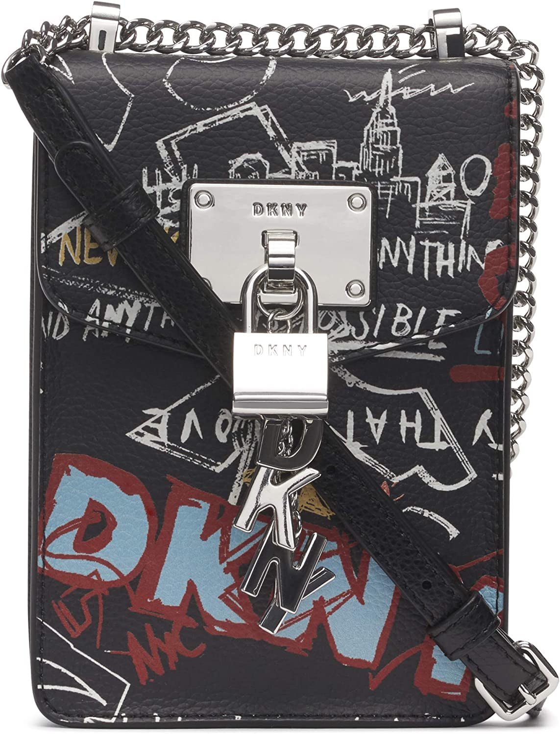 DKNY Elissa N/S crossbody schoudertas Tassen Dames Naty Shop Elissa Graffiti/Zilver Elissa, Klein, Zwart One size fits all