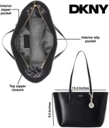 DKNY Bryant medium leren draagtas voor dames, draagtas voor dames, zwart/goud damestassen Naty Shop