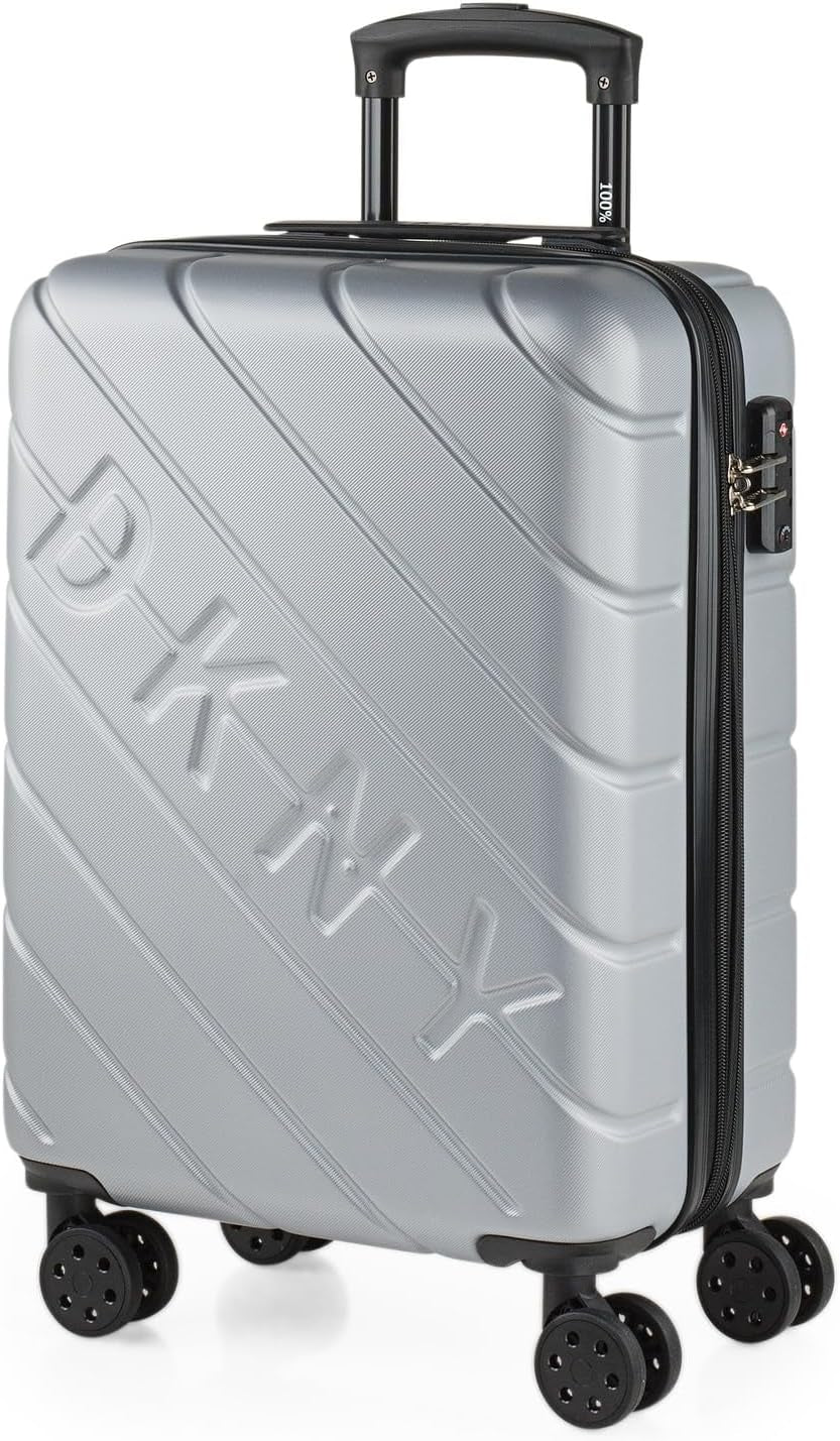 DKNY - Grote koffer met 4 wielen Grote lichtgewicht koffer - Grote reiskoffer op wielen. Grote vliegtuigreiskoffer Harde koffer met gecertificeerde sluiting - Grote trollerkoffer Zilver Naty Shop Bagage en reisbenodigdheden Zilver S