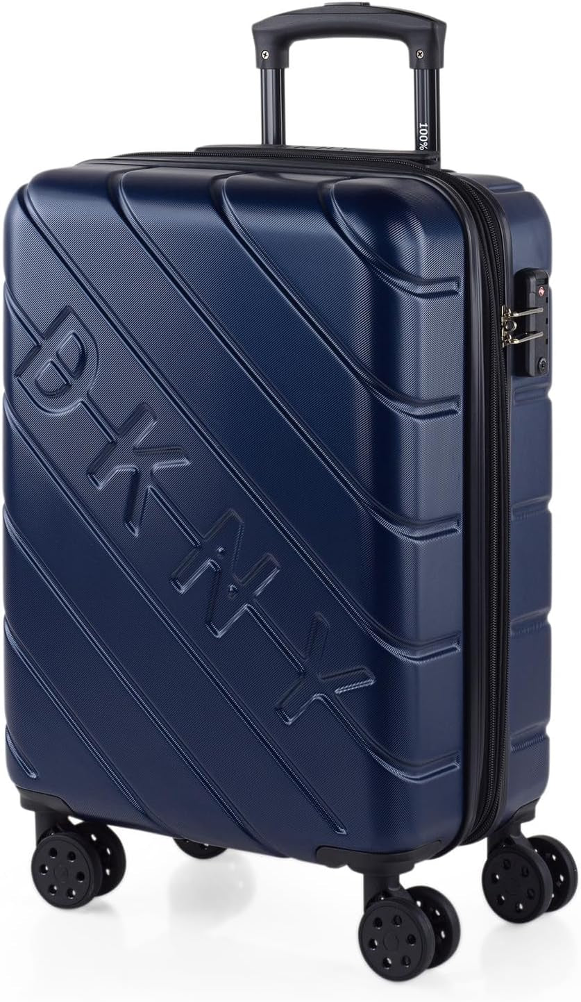 DKNY - Grote koffer met 4 wielen Grote lichtgewicht koffer - Grote reiskoffer op wielen. Grote vliegtuigreiskoffer Harde koffer met gecertificeerd slot - Grote trollerkoffer Zilveren bagage en reisuitrusting Naty Shop Marineblauw S