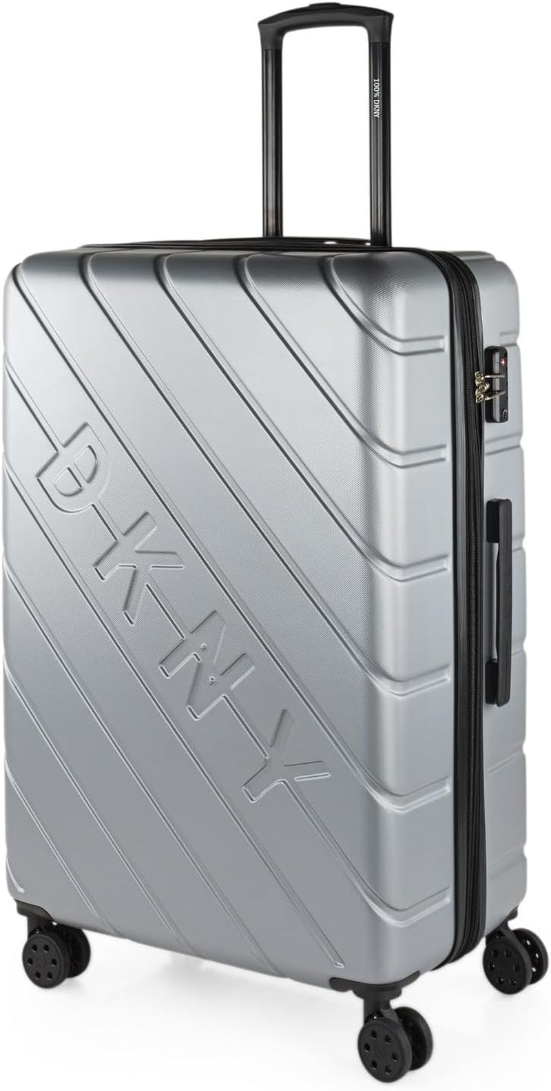 DKNY - Grote koffer met 4 wielen Grote lichtgewicht koffer - Grote reiskoffer op wielen. Grote vliegtuigreiskoffer Harde koffer met gecertificeerd slot - Grote trollerkoffer Zilver Naty Shop Bagage en reisbenodigdheden Zilver L