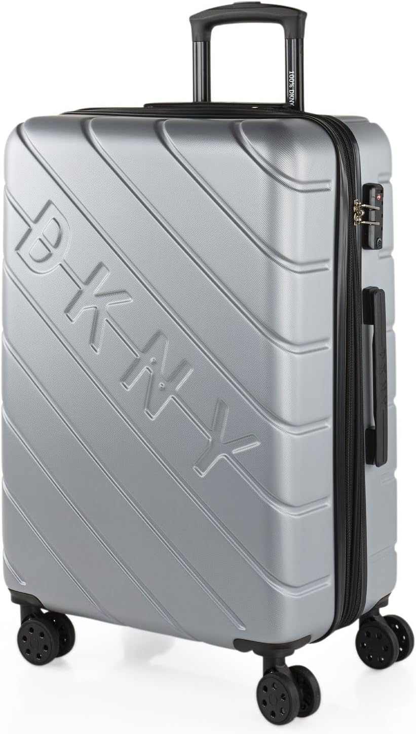DKNY - Grote koffer met 4 wielen Grote lichtgewicht koffer - Grote reiskoffer op wielen. Grote vliegtuigreiskoffer Harde koffer met gecertificeerde sluiting - Grote trollerkoffer Zilver Naty Shop Bagage en reisbenodigdheden Zilver M