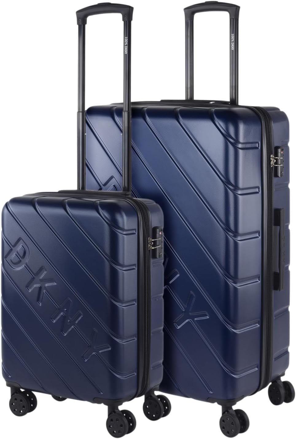 DKNY - Grote koffer met 4 wielen Grote lichtgewicht koffer - Grote reiskoffer op wielen. Grote vliegtuigreiskoffer Koffer met harde schaal en gecertificeerde sluiting - Grote trollerkoffer Zilver Naty Shop Bagage en reisbenodigdheden Marineblauw S + L