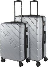 DKNY - Grote koffer met 4 wielen Grote lichtgewicht koffer - Grote reiskoffer op wielen. Grote vliegtuigreiskoffer Harde koffer met gecertificeerde sluiting - Grote trollerkoffer Zilver Bagage en reisbenodigdheden Naty Shop Zilver M + L