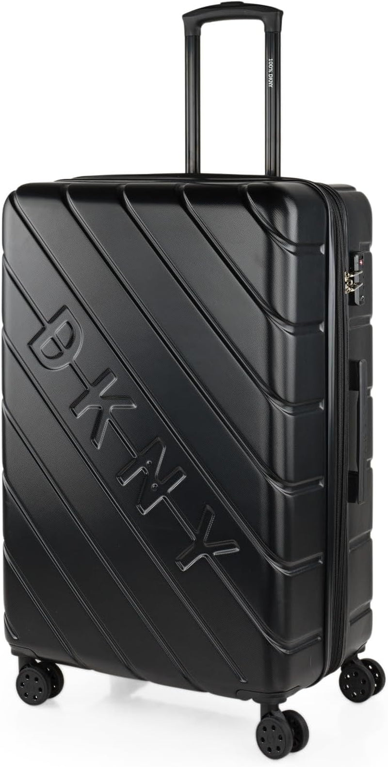 DKNY - Grote koffer met 4 wielen Grote lichtgewicht koffer - Grote reiskoffer op wielen. Grote vliegtuigreiskoffer Harde koffer met gecertificeerde sluiting - Grote trollerkoffer Zilver Naty Shop Bagage en reisbenodigdheden Zwart L