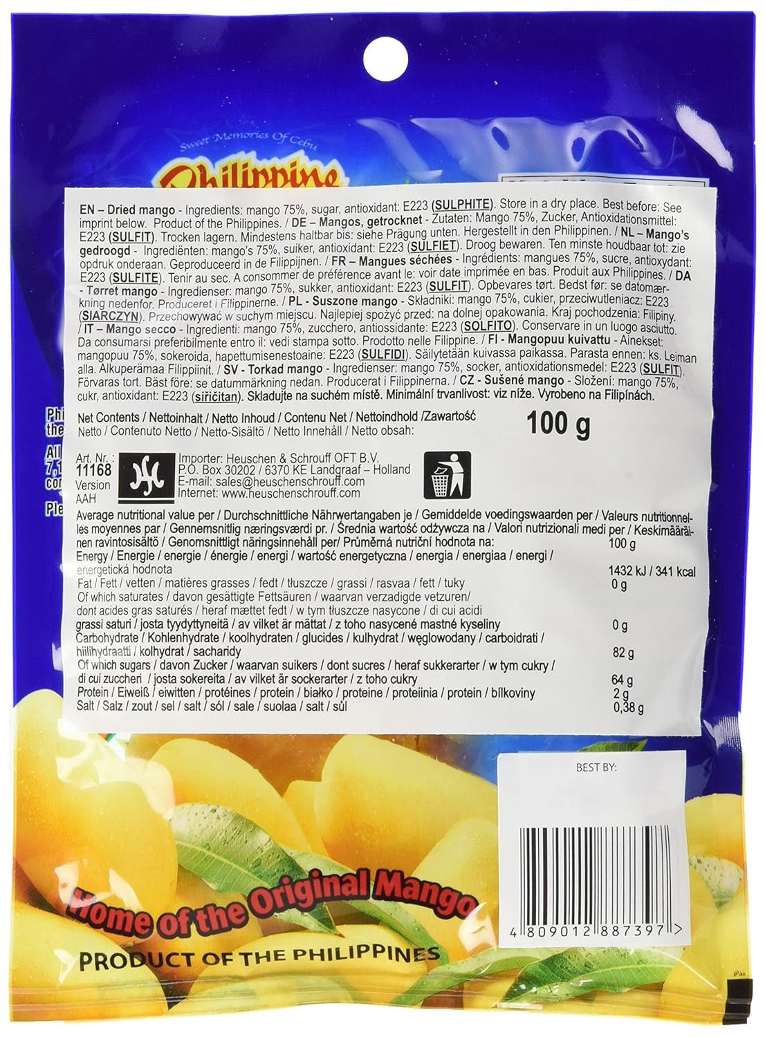 Snoepjes met gedroogde mango, 1 pakje (1 x 100 g) Naty Shop gedroogde producten