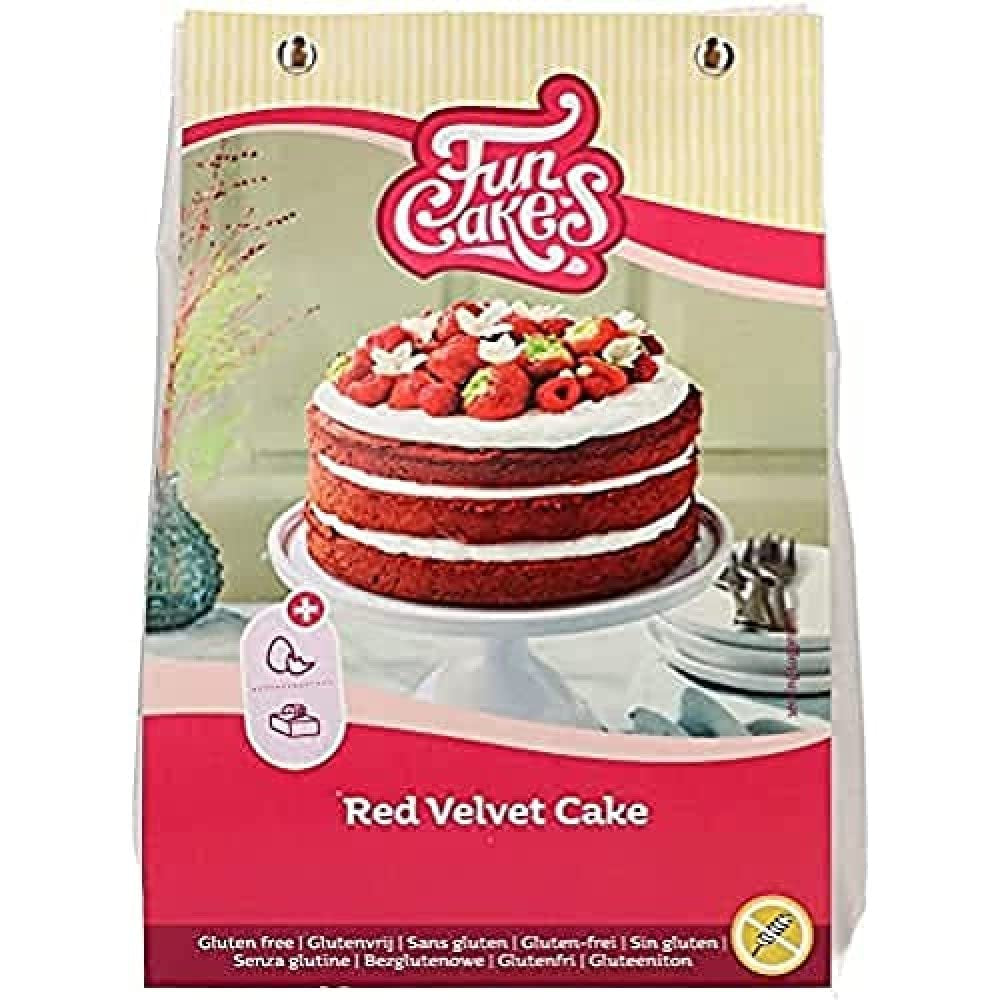Funcakes Mix voor Red Velvet Cake, Glutenvrij: Einfach Zu Berübenen, Schön Weicher Und Fluffiger Kuchen Mit Leichtem Schokoladengeschmack, Perfekte Rote Farbe, 400G Mix voor bakken en koken Naty Shop Standaardtitel
