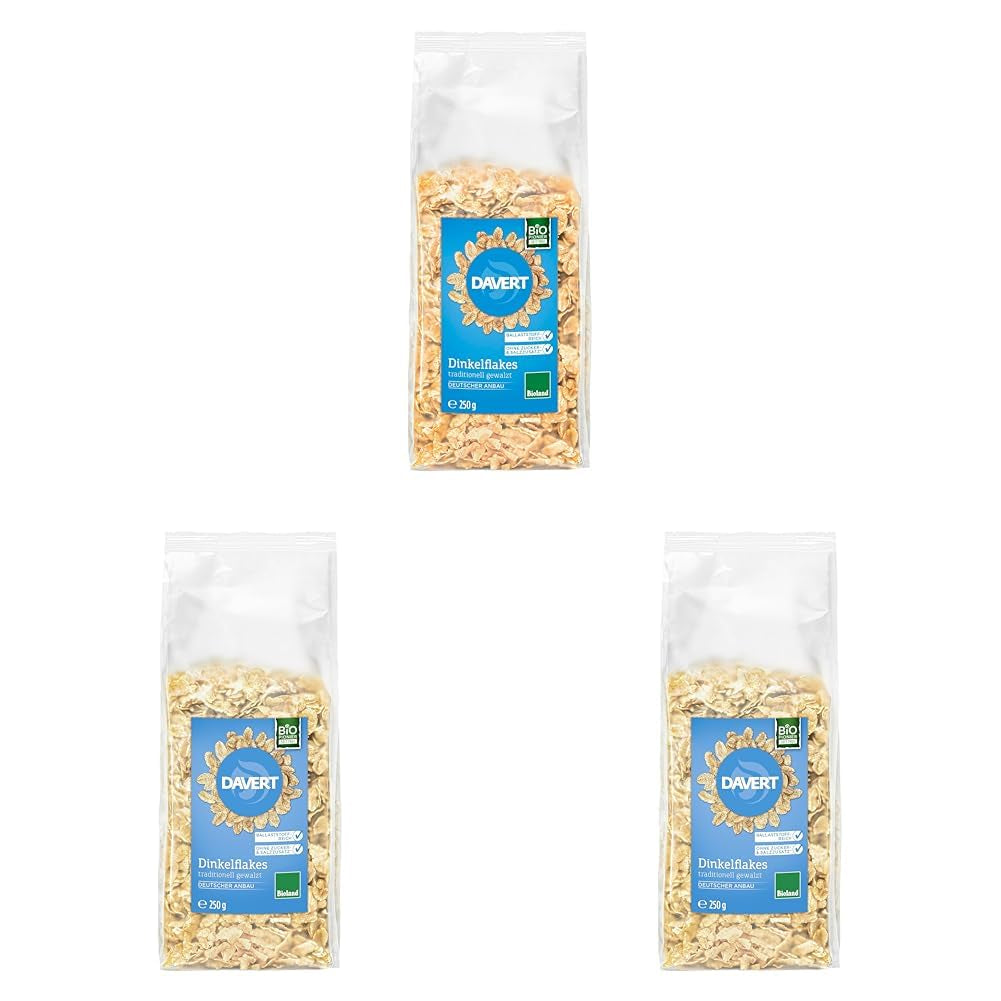 Davert Biologische speltvlokken 250g - Zonder toegevoegde suiker of zout, licht van smaak en heerlijk knapperig - 100% Davert biologische kwaliteit (1 x 250g)